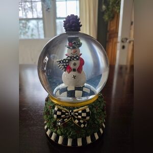 MacKenzie Childs Festive Snowman Holiday Snow Globe